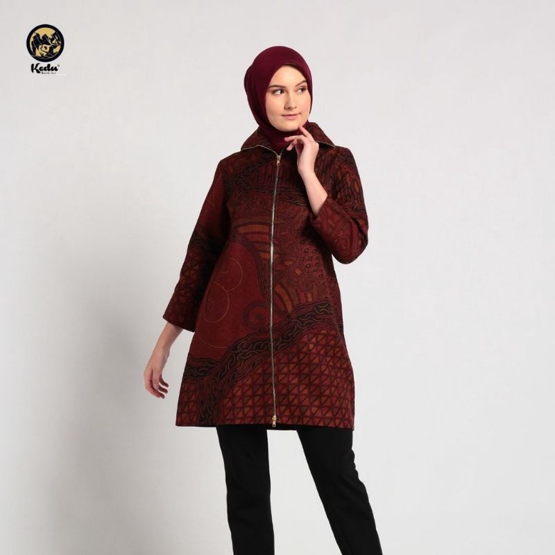 Batik Tunik Zipper Premium - Batik Wanita Tunik Cap Laseman Exclusive