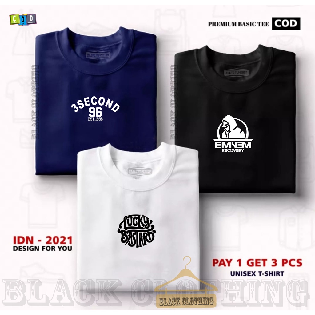 BUY 1 OR 3 PCS(PROMO COD) Kaos Distro Pria-Kaos Distro 3second 96 - Kaos Distro Eminem Recovery - Ka