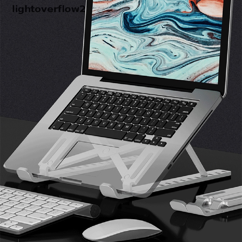 (lightoverflow2) Stand Laptop / Notebook / MacBook Pro Bahan Aluminum Alloy Bisa Dilipat (ID)