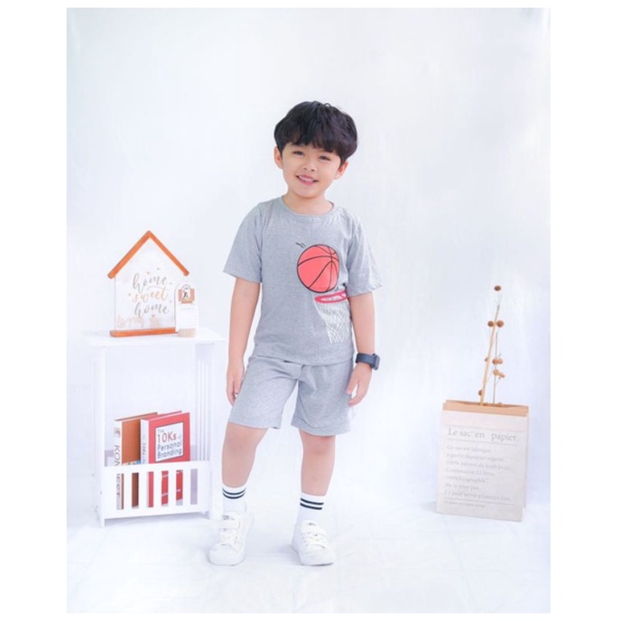 Smilee Keanu Set 1-5 Tahun Setelan Fashion Anak Laki Laki Edisi Bola Lucu Kekinian CBKS S23