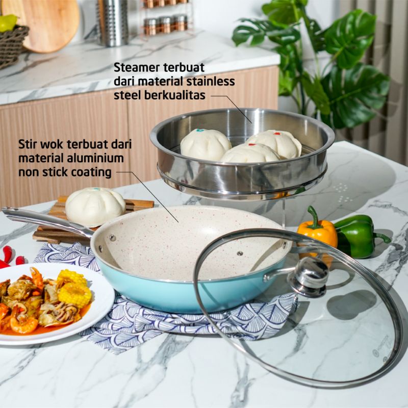 Wok Pan Steamer Homecook Chic 32 cm