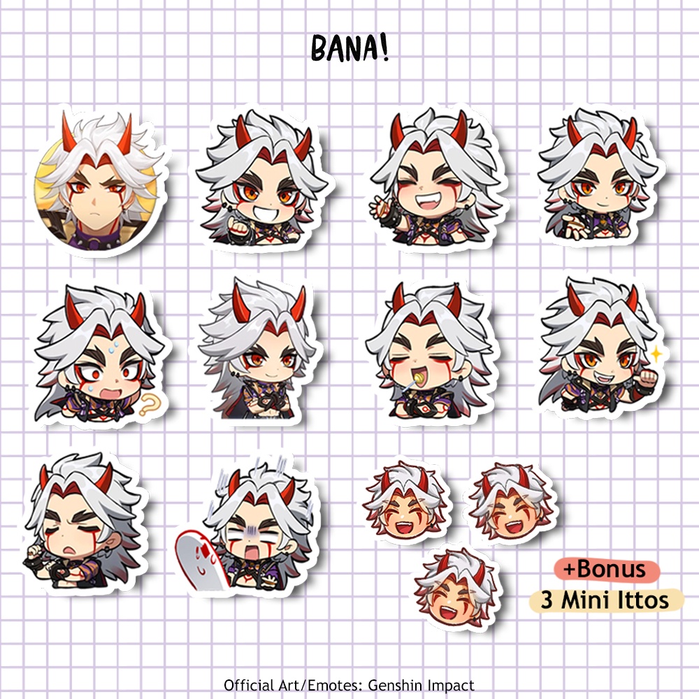 

Stiker ARATAKI ITTO SATU PAKET Genshin Impact Sticker Vinyl Waterproof | BANA