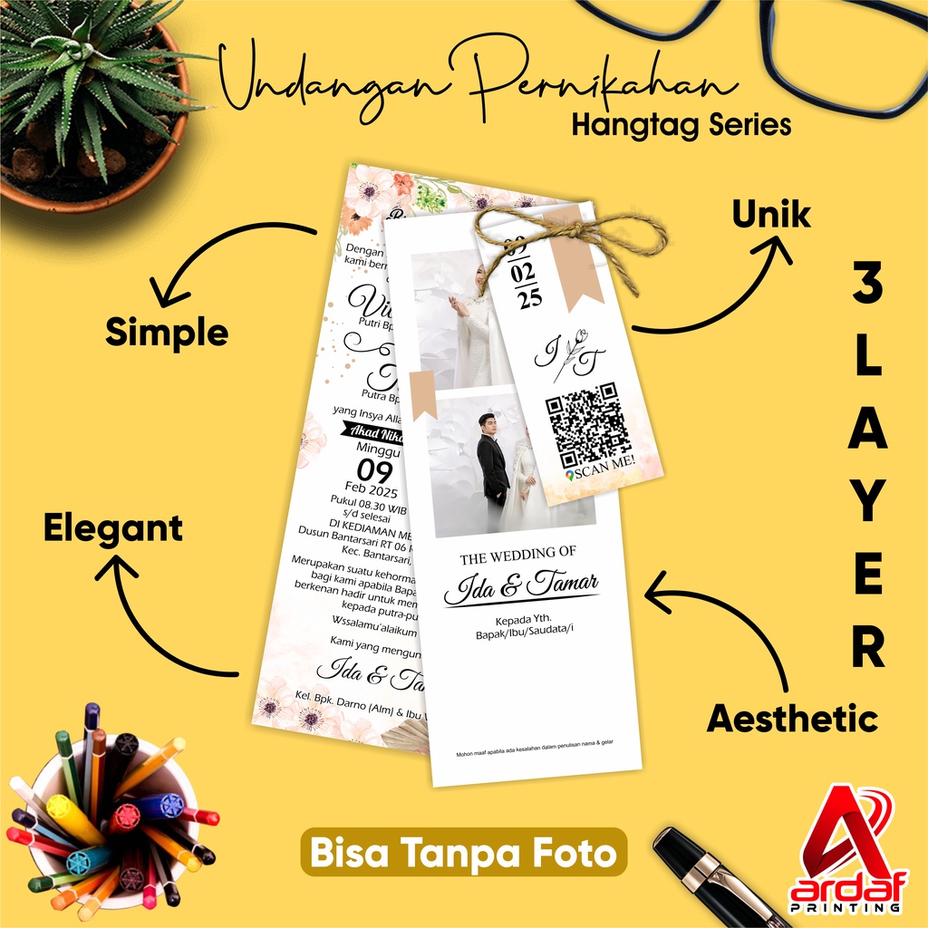 UNDANGAN PERNIKAHAN HANGTAG MURAH | UNDANGAN UNIK | UNDANGAN ELEGAN | UNDANGAN SIMPLE MURAH | UNDANG