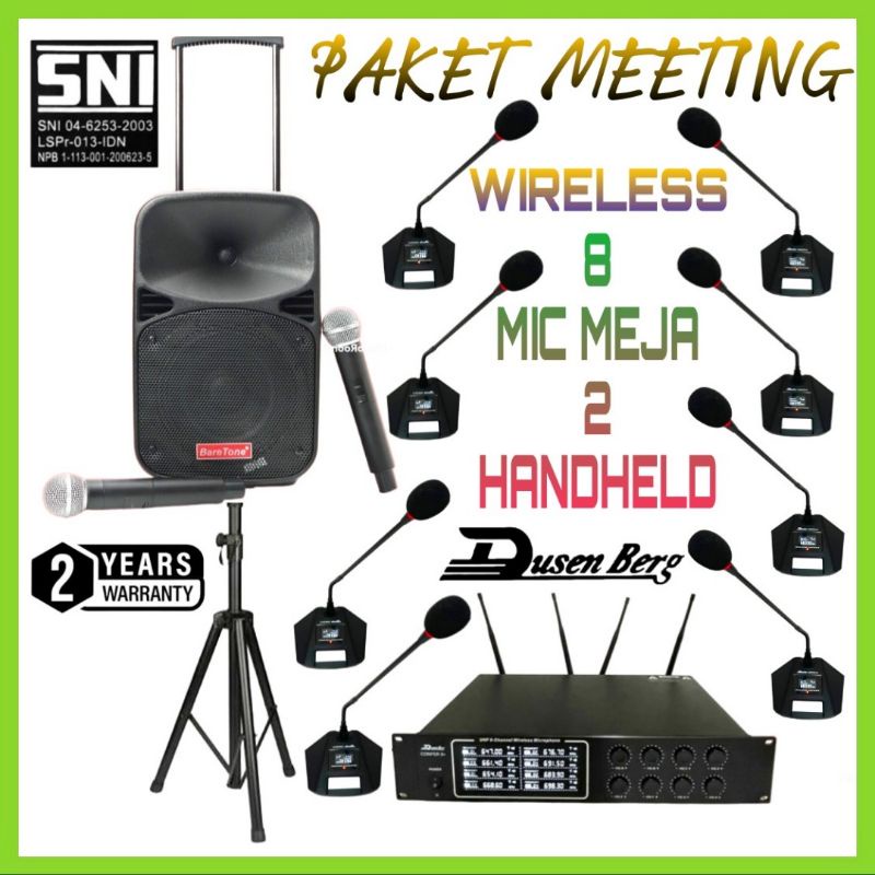 Paket Sound Meeting Portable Dusenberg 8 Mic Meja Wireless 2 Handheld