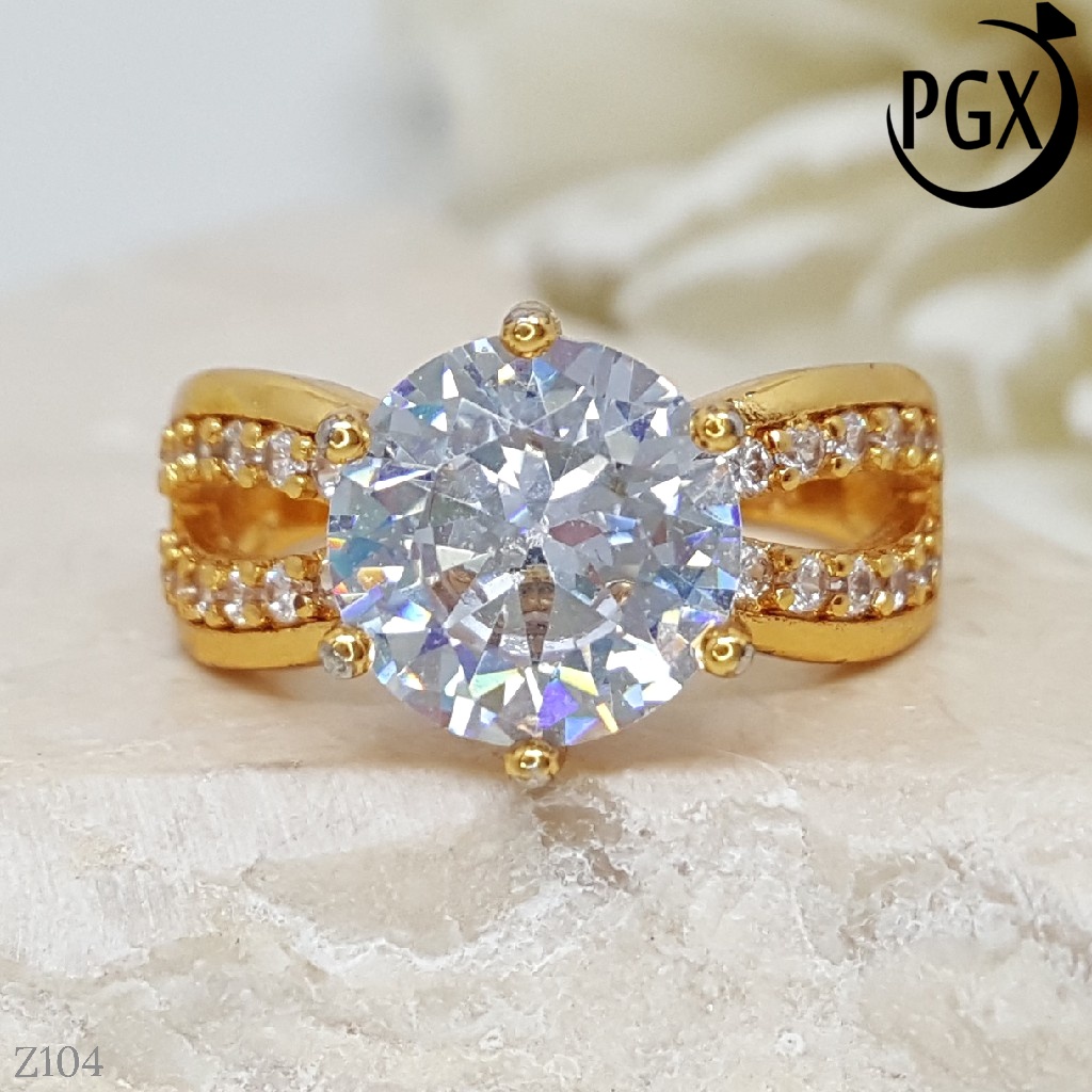 PGX Cincin Xuping Wanita Lapis Emas Aksesoris Perhiasan Fashion Premium - Z104