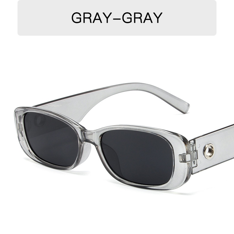 Kacamata Hitam Bingkai Persegi Kecil Bahan Logam Gaya hip hop