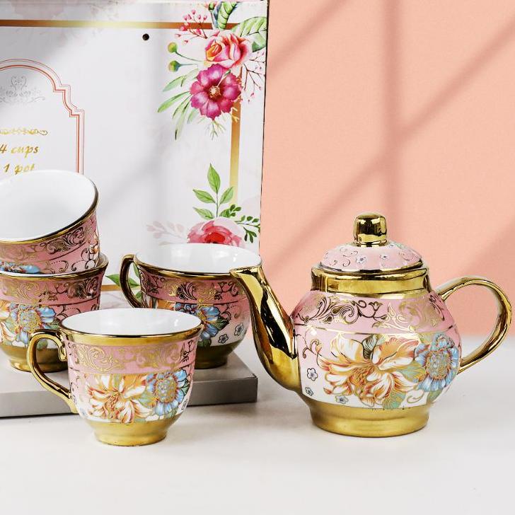 Viral Cangkir Teko Keramik Piring Lepek Tatakan Kecil Mini Set 6 in 1 Tea Cup Teh Kopi Minum Dapur H