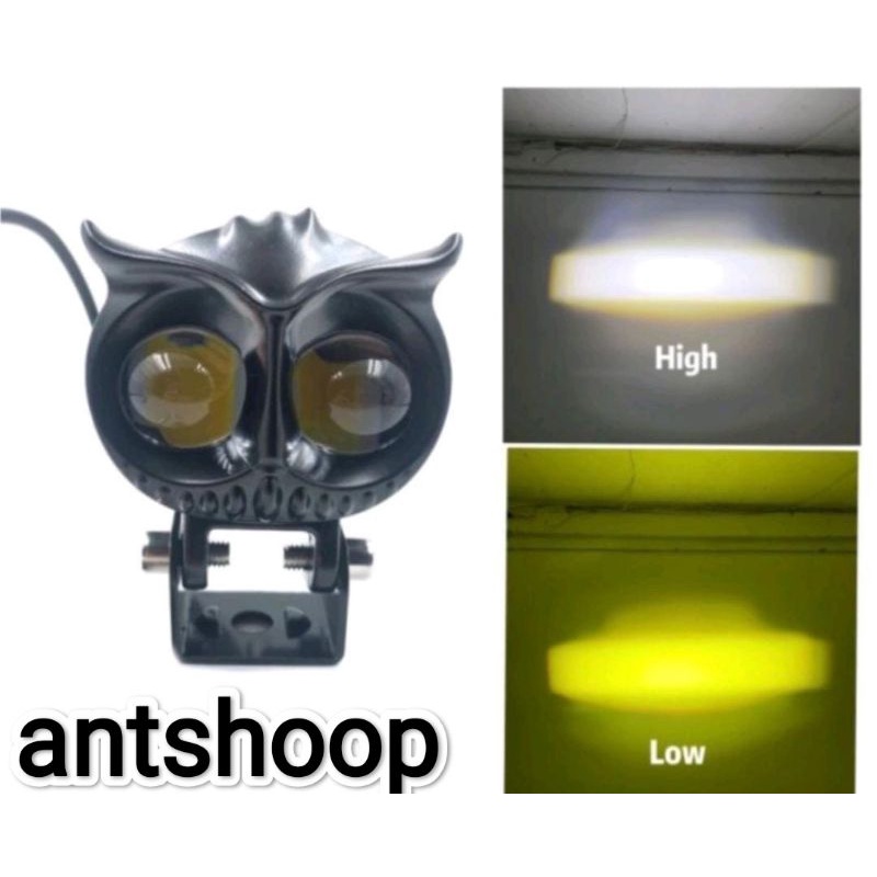 Lampu Tembak Laser LED D2 OWL Laser 2 Mode High Low Hilo Mode Jauh dekat putih kuning ANTSHOOP