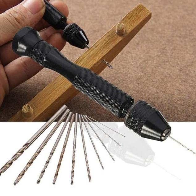 bor tangan manual bor mini hand drill 10 mata bor