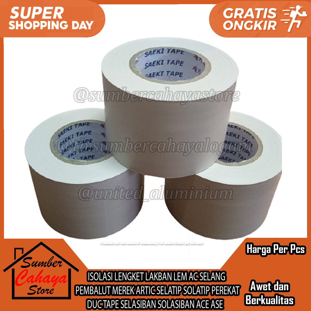 Jual DUCT TAPE ISOLASI LENGKET LAKBAN LEM AC MEREK ARTIC TACK SELANG ...