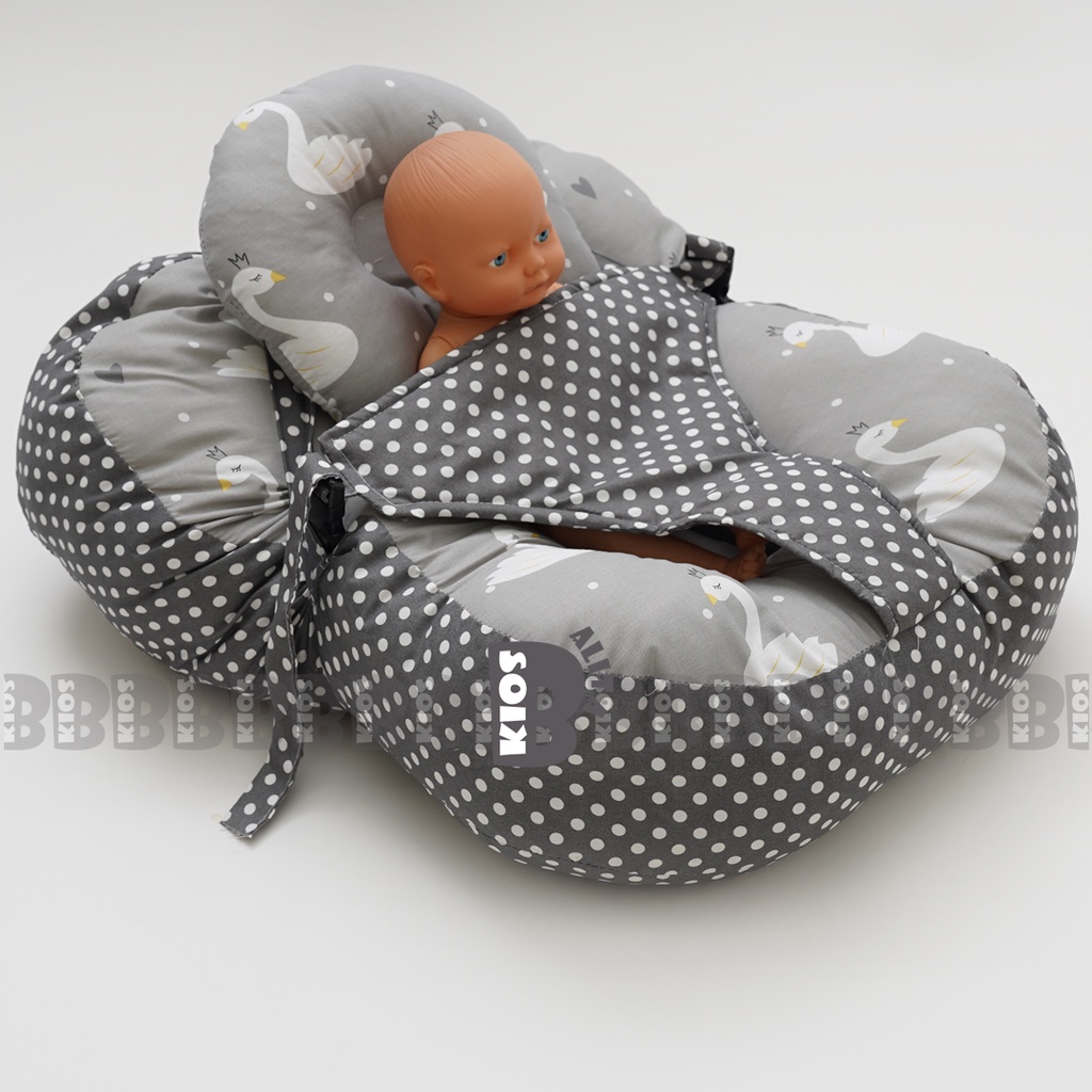 SOFA BAYI JUMBO DENGAN SABUK PENGAMAN GESPER MULTIFUNGSI BISA UNTUK KASUR BAYI FREE BANTAL PEYANG JUMBO / SOFA BAYI GESPER JUMBO BLACK POLKADOT