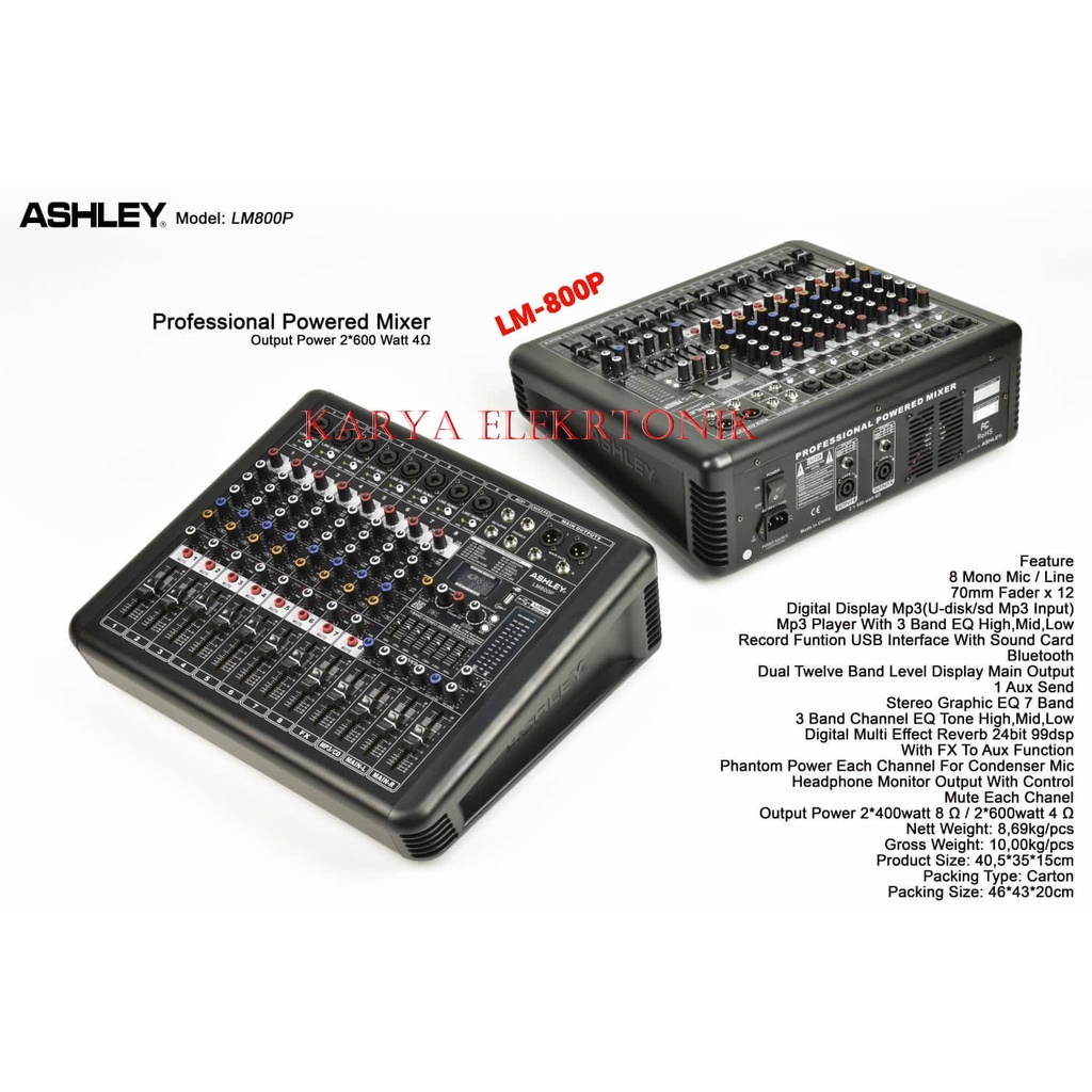 POWER MIXER ASHLEY LM800P/ ASHLEY LM 800P