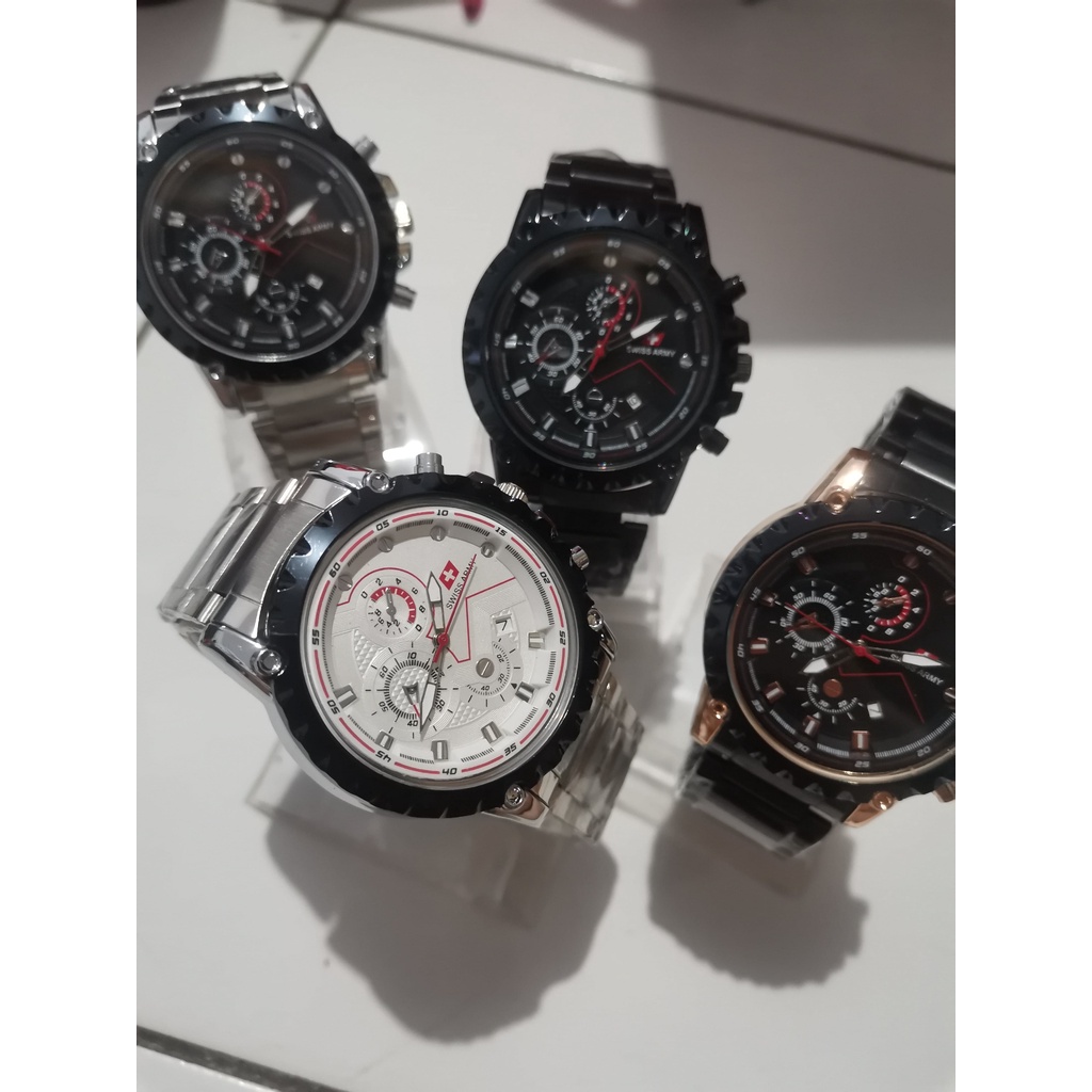 Cheaper Watches - SAM-01 JAM TANGAN PRIA ANALOG SWISS SPORT AVIATION MILITARY TANGGAL AKTIF CHRONO OFF ARMY STAINLESS