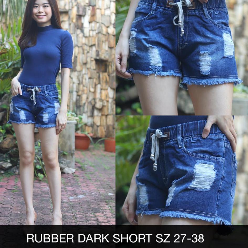 Diskon✾ CELANA JEANS WANITA RUBBER DARK SHORT M45