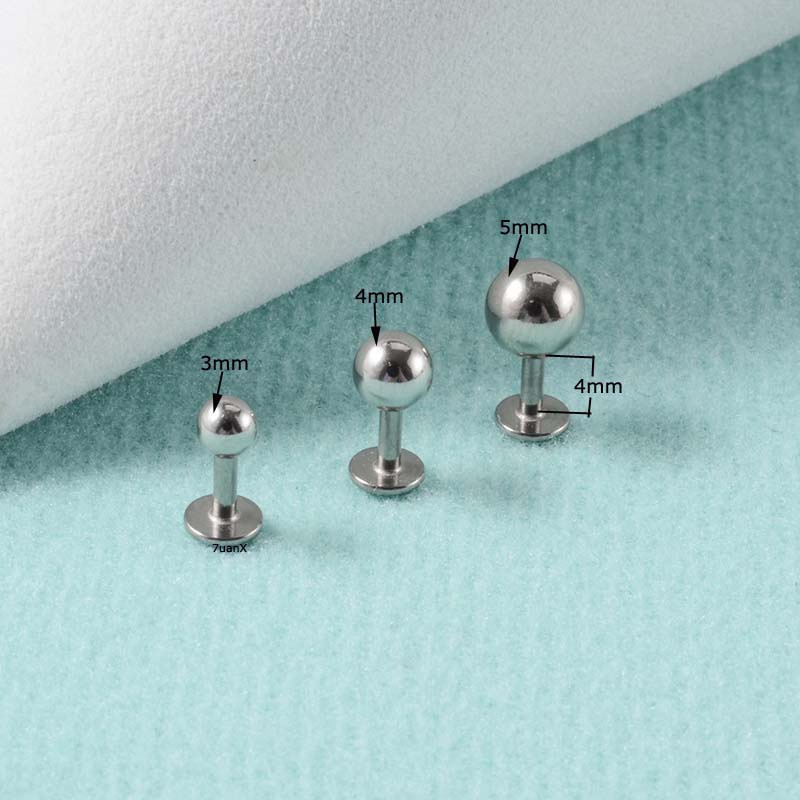 1 Pc Anting Tindik Bahan Stainless Steel Ukuran 4mm Untuk Unisex