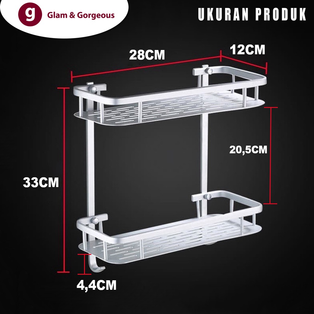 Rak Mandi atau Bumbu Dapur Alumunium 2 Susun 30CM AD-0268-2-30CM