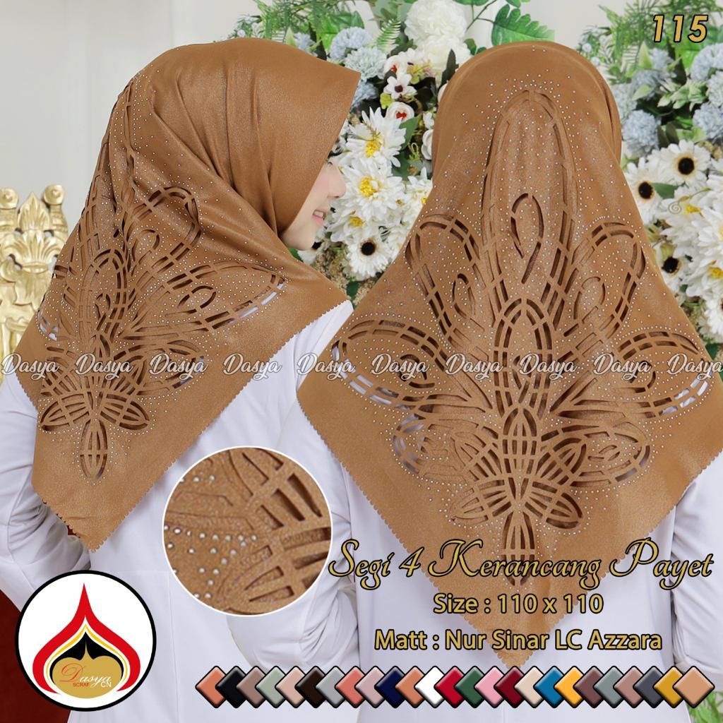 Hijam Segi Empat Nur Sinar Lasercut / Jilbab Segi Empat Kerancang Payet Azara / Kerudung Glamour Hij