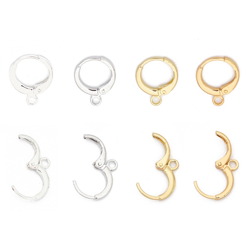 10pcs Kait Anting Warna Gold Silver Gaya Perancis Untuk Membuat Perhiasan DIY