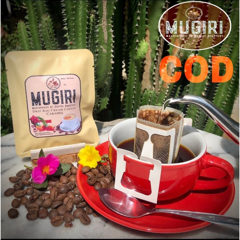 

Mugiri kopi Drip Bag Coffee + Cream Powder Rasa Caramel Siap Saji - 1pcs