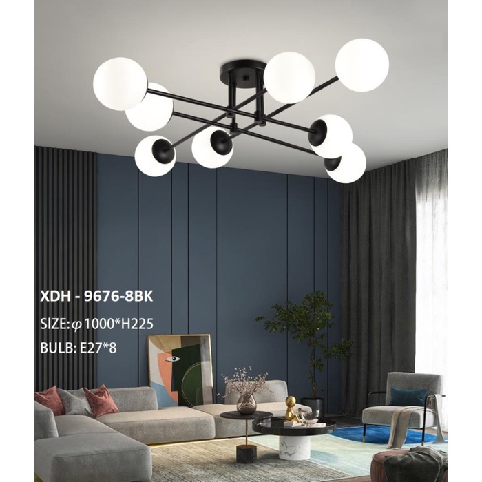 LAMPU GANTUNG MODERN MINIMALIS XDH 9676/8 KACA
