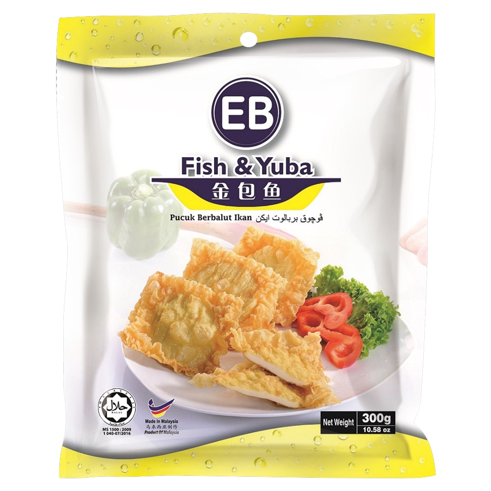 EB Fish and Yuba 300 gr Ikan dan Kulit Tahu Impor Seafood Pucuk Berbalut Ikan/Ikan Olahan Frozen Food