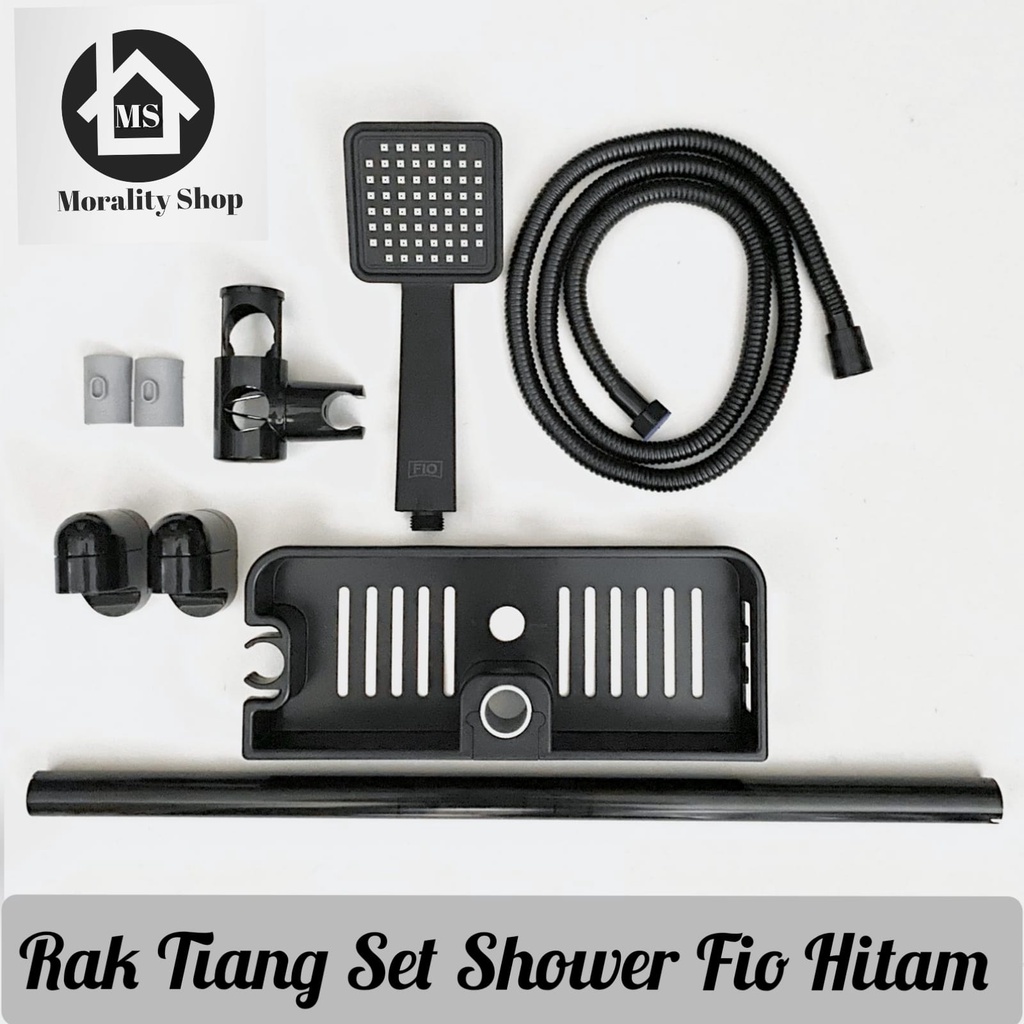 Tiang Set Shower Hitam Fio S5A-Handshower Hand Shower Set Rak Tiang Stainless BLack Shower Mandi Shower Pole