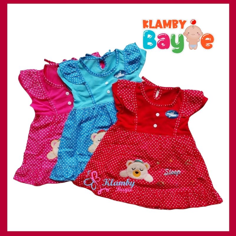 PLANET KIDZ Dress Rok Bayi 0 - 6 Bulan Motif Sleep Polkadot / Baju Bayi Perempuan Murah Lucu Bagus