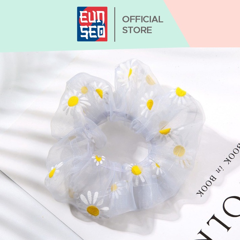 EUNSEO Scrunchie Motif Bunga Transparan Sun Flowers Fashion Wanita Korea Ikat Rambut Wanita