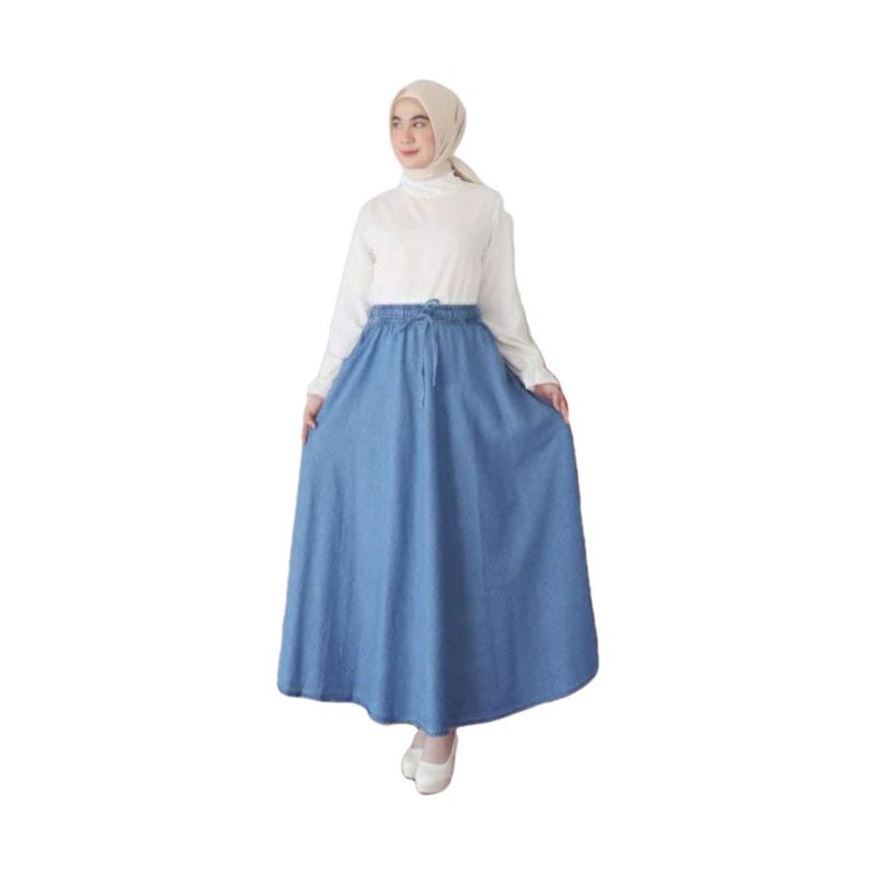 Rok jumbo wanita rok jeans jumbo rok payung polos