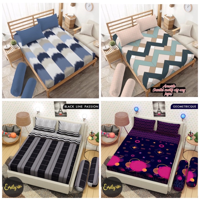 Sprei Motif Abstrak Uk 120x200 &amp; 180x200 Cm Bahan Katun Halus