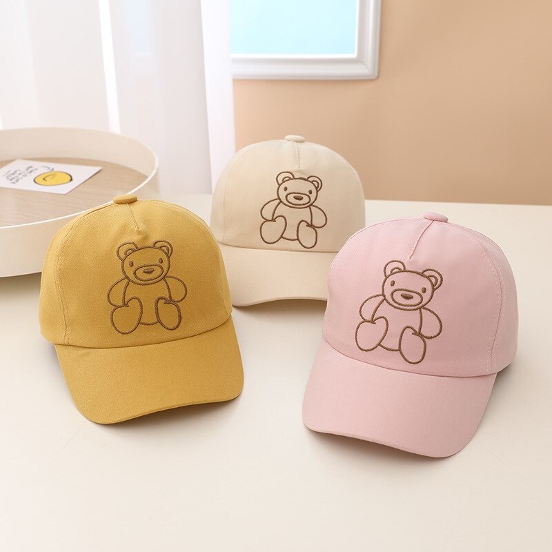 COD- Topi anak anak unisex premium / topi lucu anak anak usia 1-4 tahun / Topi anak anak Motif LINE BEAR impor