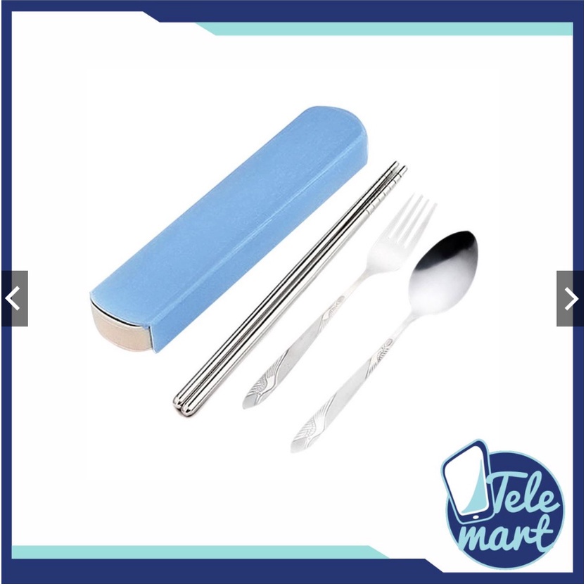 [Home.Galleri] Set Stainless Sendok Garpu Sumpit / Set Alat Makan Portable Travel / Sendok Stainless