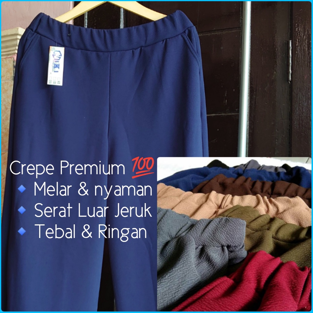 KULOT ALL SIZE JUMBO / Panjang &amp; Pendek Real Pict✅ CREPE PREMIUM ~ MELAR &amp; TEBAL NYAMAN | BB 50 s.d. 99kg / 4XL-5XL BIG SIZE celana panjang wanita/longgar XXXL/ibu hamil/kasual harian/loose pants/ootd other