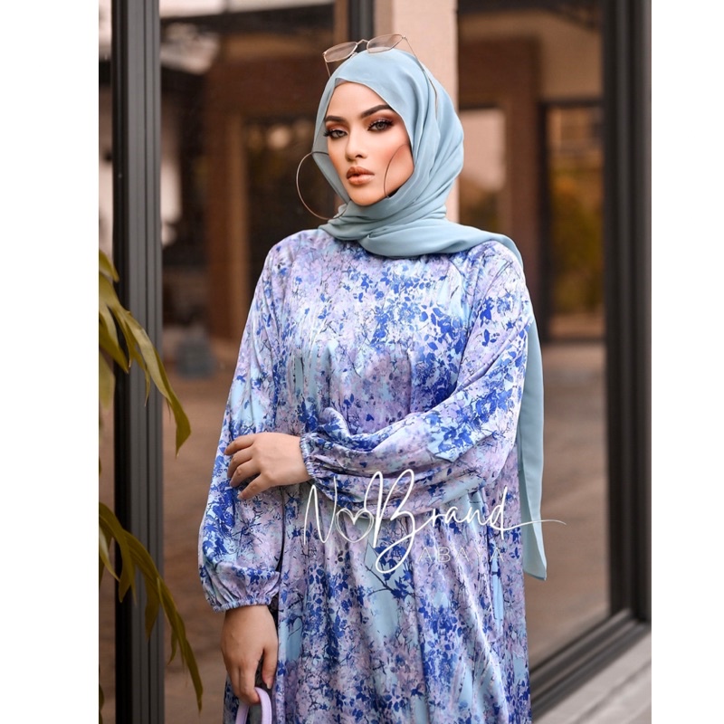 FALISHA BLUE KAFTAN SUTRA SILK ABAYA GAMIS JUMBO