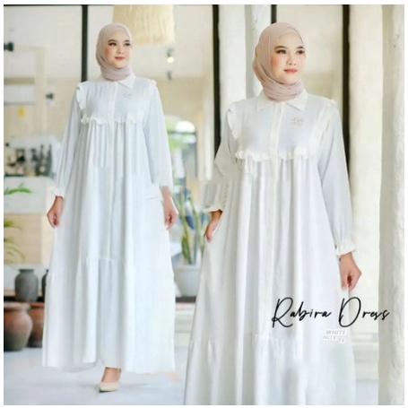 RABIRA DRESS IK BAHAN CRINKLE KANCING HIDUP(BUSUI) - DRESS MAXY GAMIS SLETING DEPAN MEWAH MODERN TER