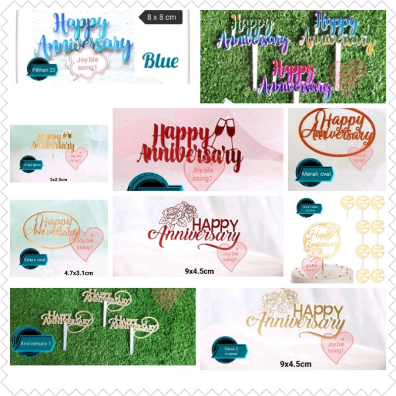 TOPPER KUE HAPPY ANNIVERSARY/wedding