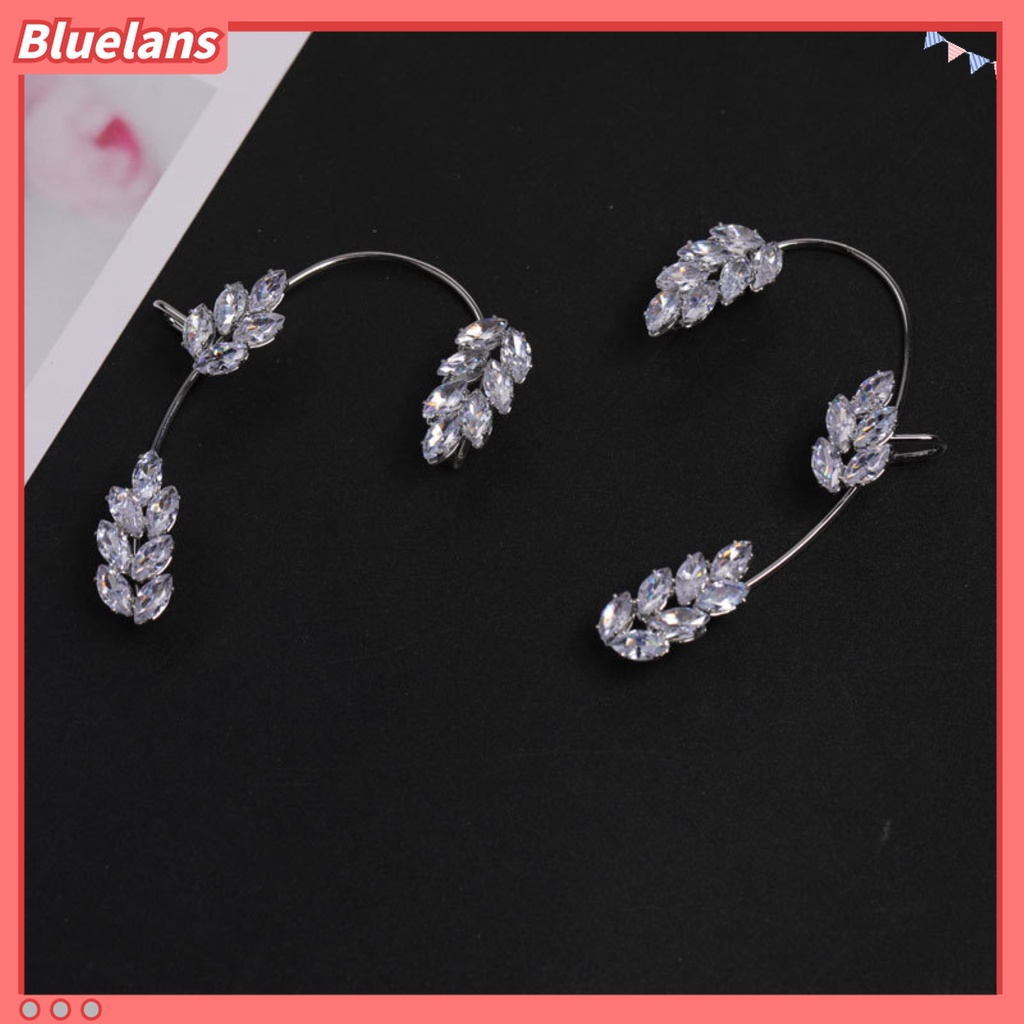 1pc Anting Klip Tanpa Tindik Desain Daun Berkilau Untuk Wanita