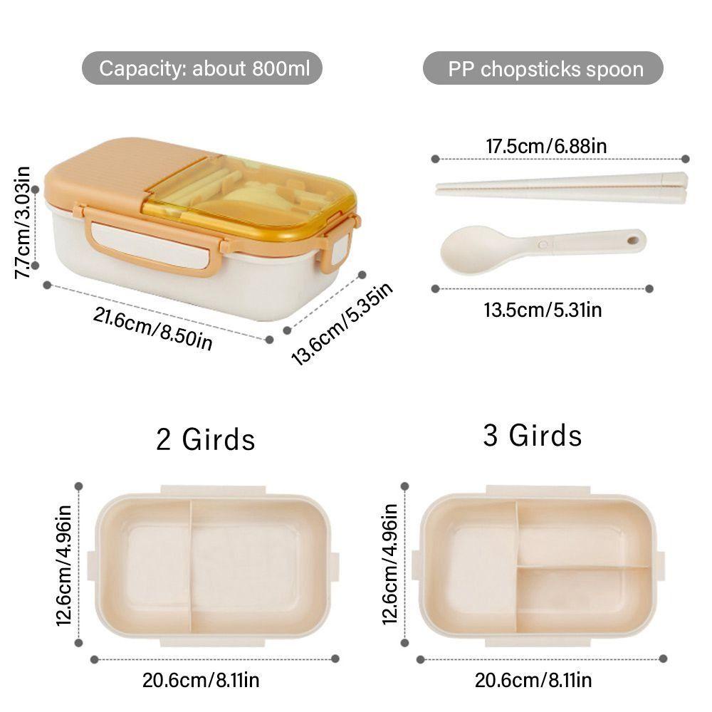 Preva Lunch Box Microwavable Dengan Sendok Sumpit Persegi Panjang Grid Wadah Makanan