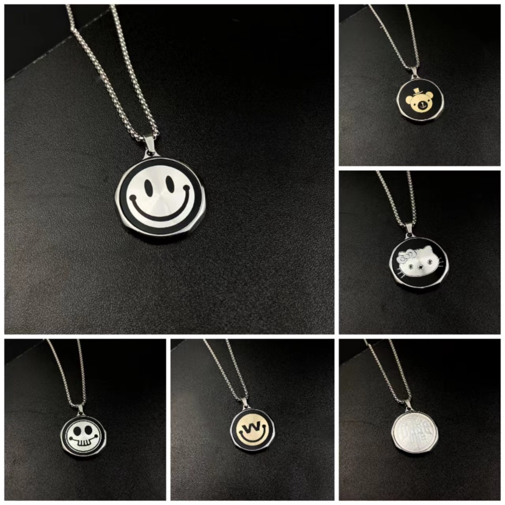 Kalung Rantai Liontin Bahan Stainless steel Gaya hip hop Untuk Pria Dan Wanita