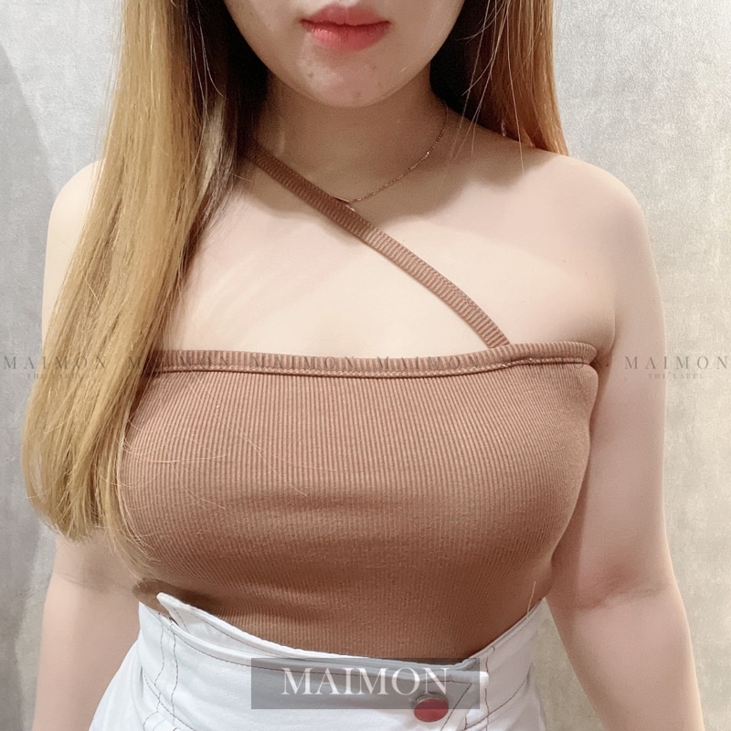 You Rib Tank Top | Tanktop Crop Tali Silang | Maimon Grosir
