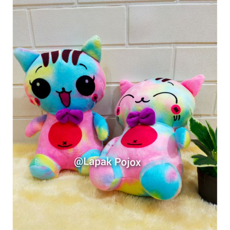 Boneka Kucing Kawai Rainbow Lucu