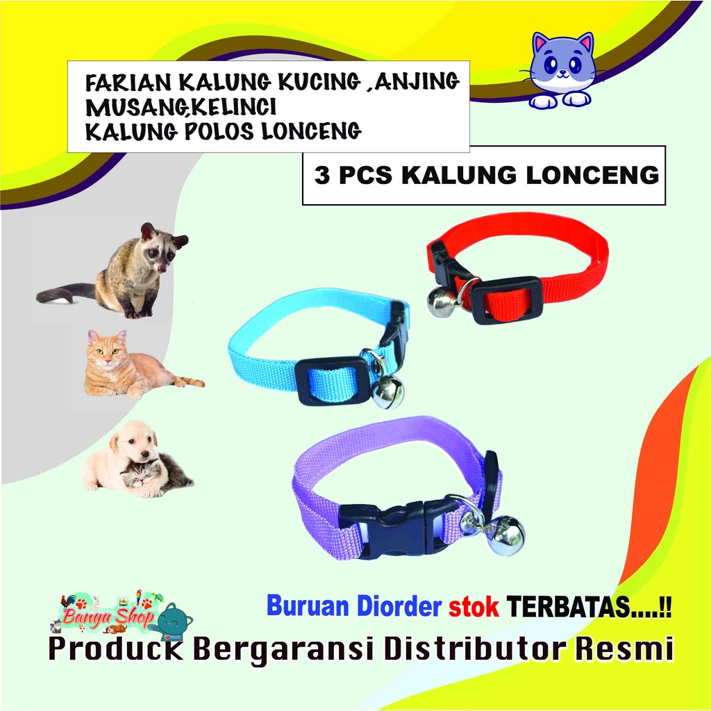 3 PCS-KALUNG LONCENG KUCING ANJING MONYET MUSANG KELINCI POLOS-RANDOOM