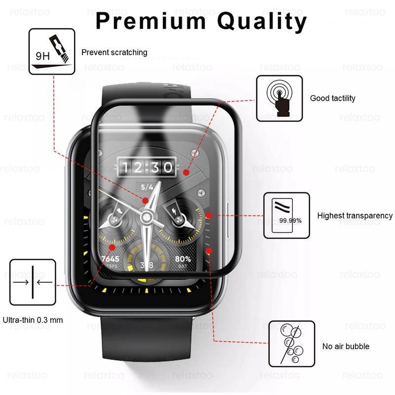 1-3 Pcs Pelindung Layar Tempered Glass 9D Untuk Realme Watch S 2 3 T1 S100 Pro HD band 2