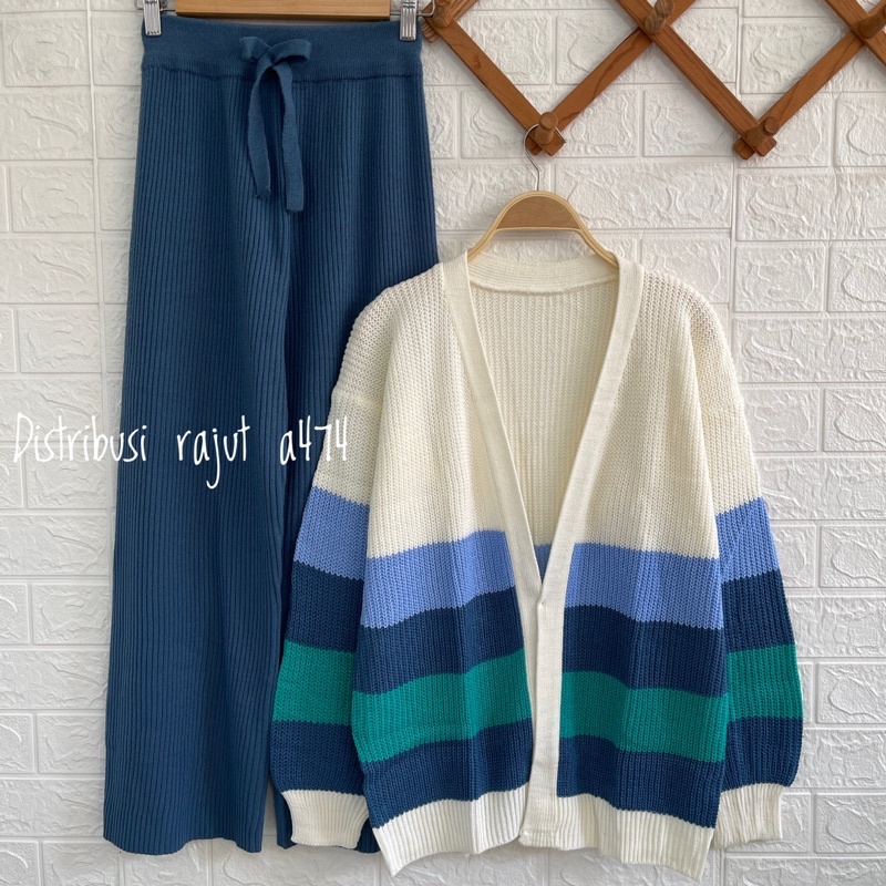 ONESET CARDIGAN RAJUT OVERSIZE LONG BLASTER SETELAN KULOT ROK RAJUT