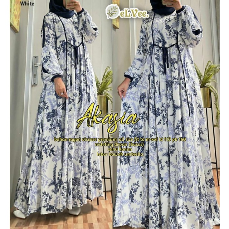 Gamis Jumbo Akasia Dress Model Gamis Terbaru 2022 Kekinian Simple Elegan Rayon Viscose Premium LD 11