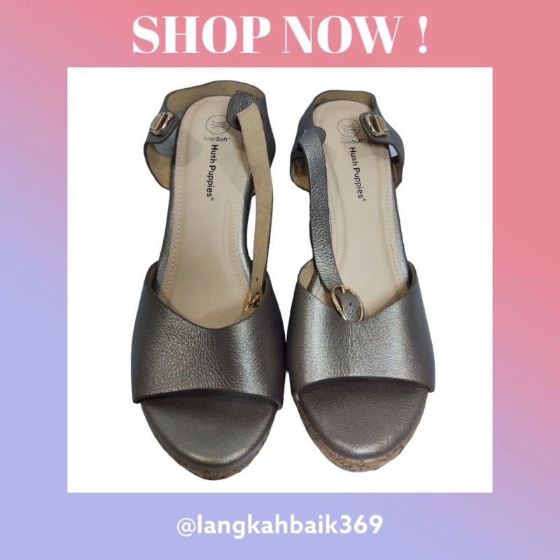 SALE Cuci Gudang Sepatu Wanita Wedges Original Hush Puppies Donna Goldy Ankle Strap In Bronze PROMO 