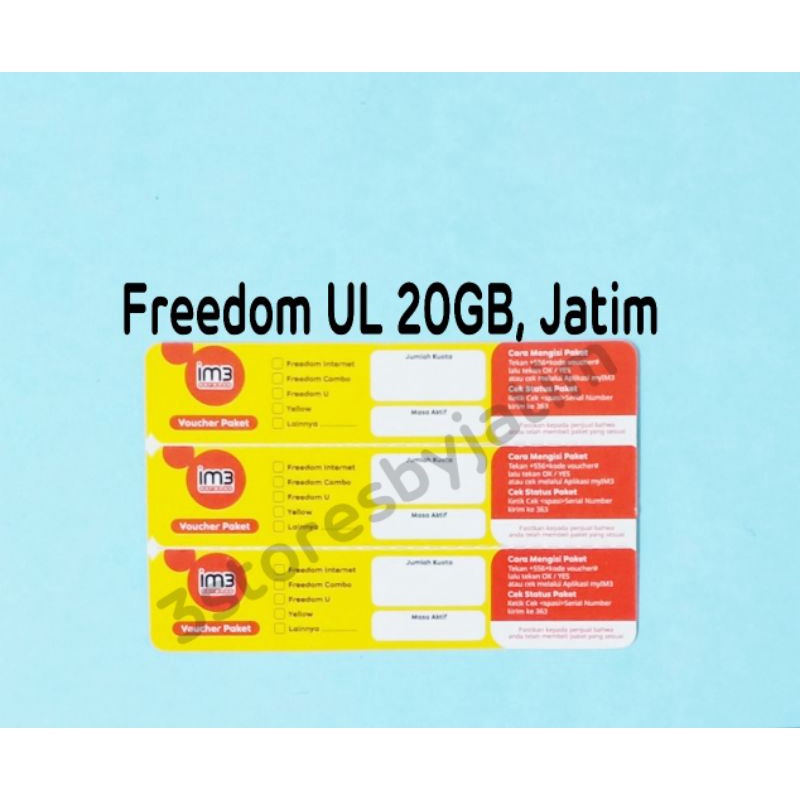 Voucher Kuota Data Indosat Freedom UL 20GB, Jatim