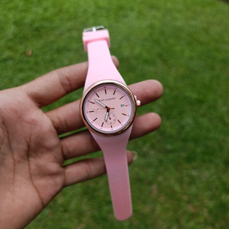 Jam Tangan Wanita Husth Ppuies Tahan Air Terbaru Tanggal Aktif Strap Rubber Cod!  Jam Tangan Cewek Water Resistant Ready stok Realpick Quart Analog_ Fashion Wanita