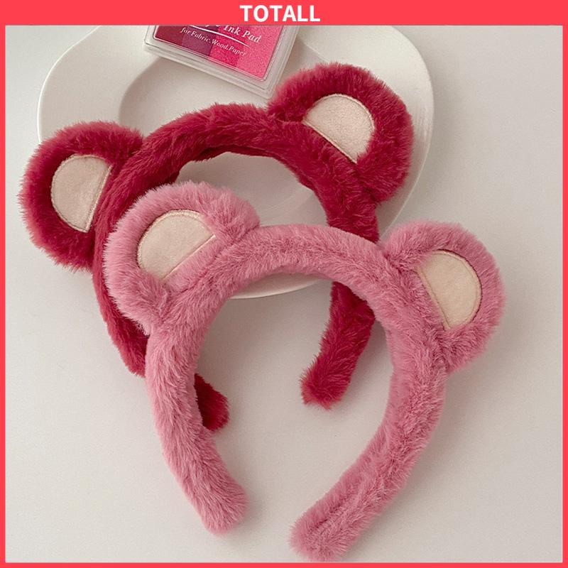 COD Ikat Kepala Cuci Muka Wanita Beruang Stroberi Mewah Ikat Kepala Jepit Rambut Lucu Hiasan Kepala-Totall