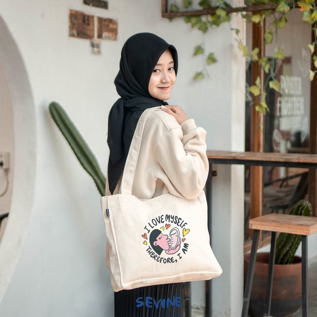 Sevine Totebag Kanvas Daisy Tas Wanita Tote Bag Kantong Laptop Kuliah Sekolah Kerja Quotes Aesthetic - KP